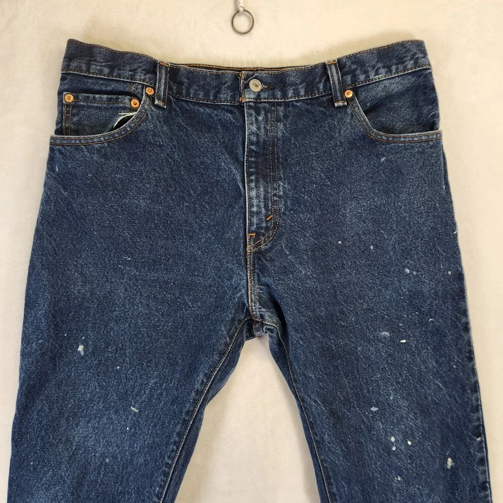 Levi Strauss 517 W36 L32 Bootcut Jeans Dark Wash Paint Splatter Mens‎